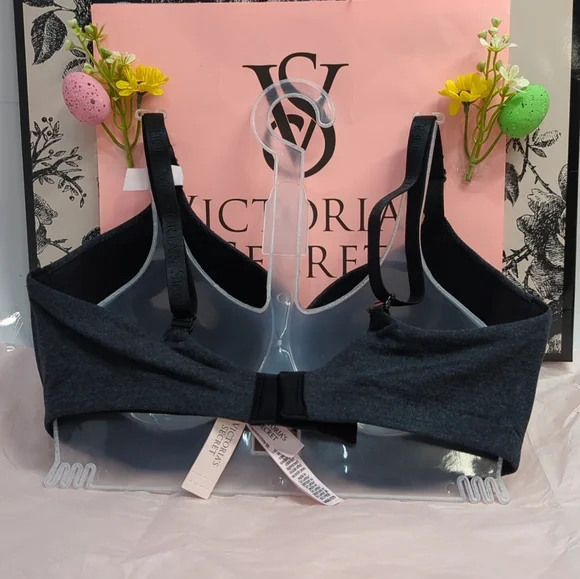 Victoria Secret Cotton TShirt Bra 34DD Heather Black - Picture 6 of 10